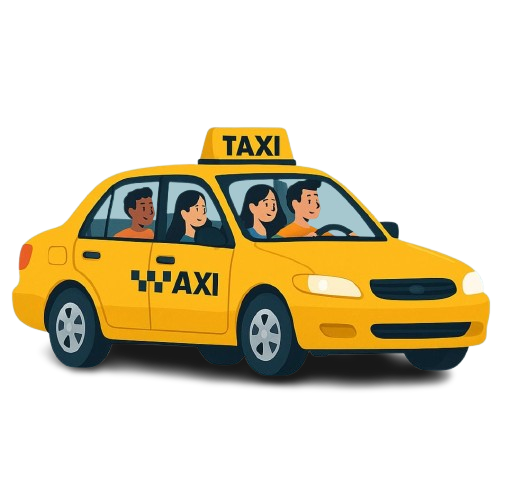 taxi avec des personnes à l'intérieur